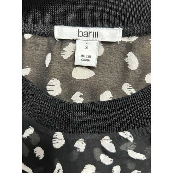 Bar III Black White Polka Dot Sheer Stretch Knit Top Preppy Career Size Small - Picture 10 of 14
